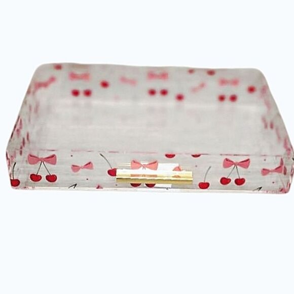 At Home Cherry & Bow Patterned Acrylic Decorative Tray - Picture 2 of 7